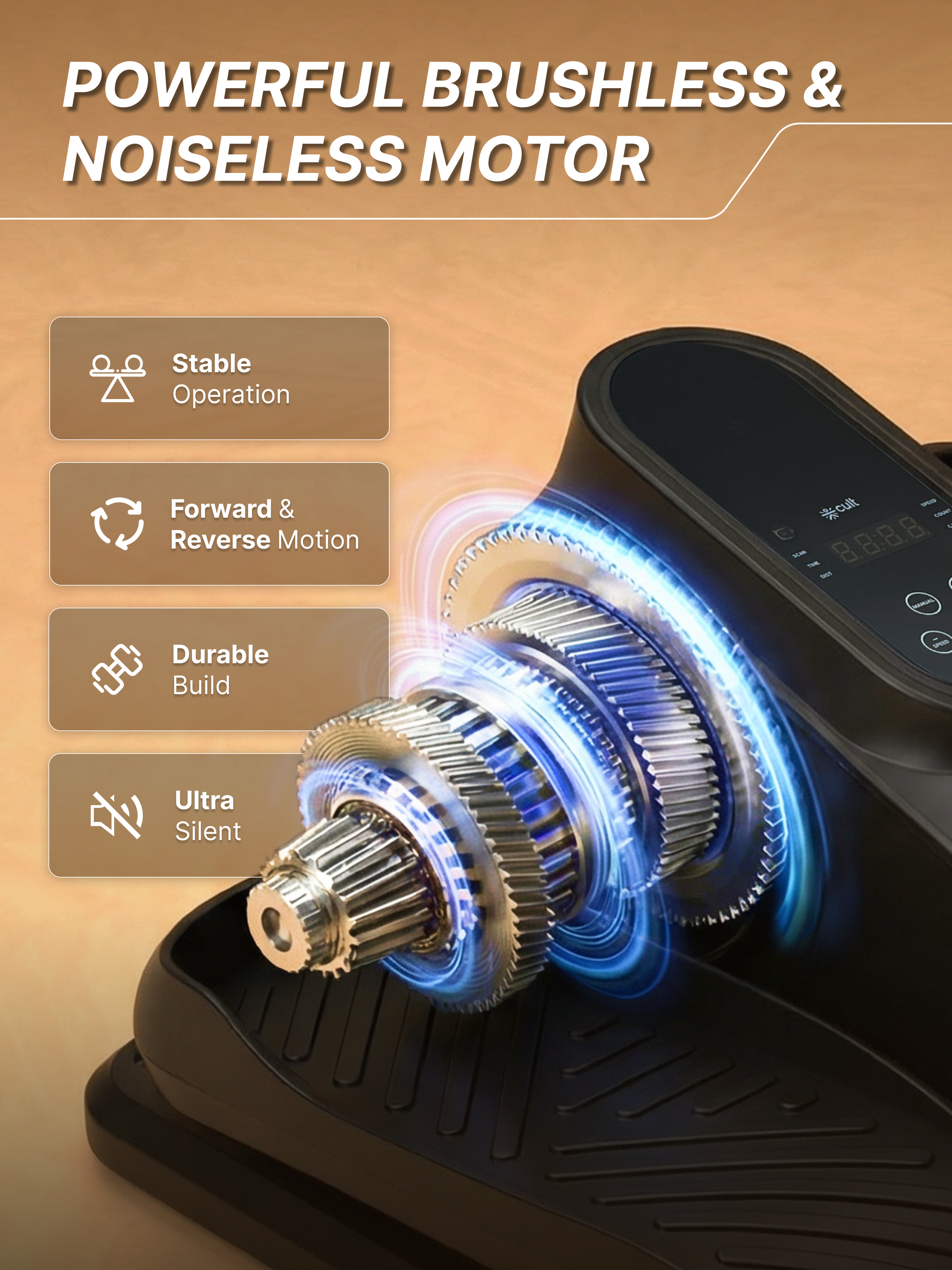 Cult Under Desk Mini Elliptical | Brushless Motor with Forward & Reverse Pedaling | 12 Adjustable Speeds & 3 workout Modes | Easy Home Workout | Suitable for Adult & Senior citizen | Joint Recovery & Improve strengthening (with 6 months extended warranty)