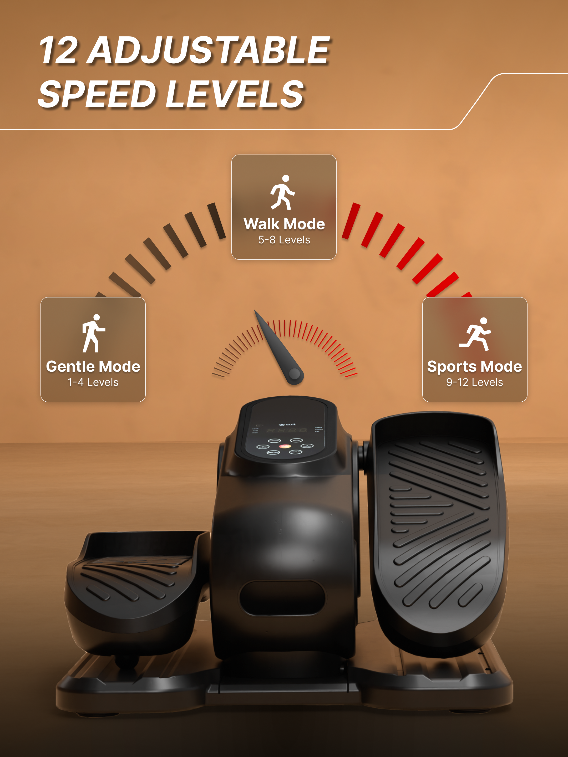 Cult Under Desk Mini Elliptical | Brushless Motor with Forward & Reverse Pedaling | 12 Adjustable Speeds & 3 workout Modes | Easy Home Workout | Suitable for Adult & Senior citizen | Joint Recovery & Improve strengthening (with 6 months extended warranty)