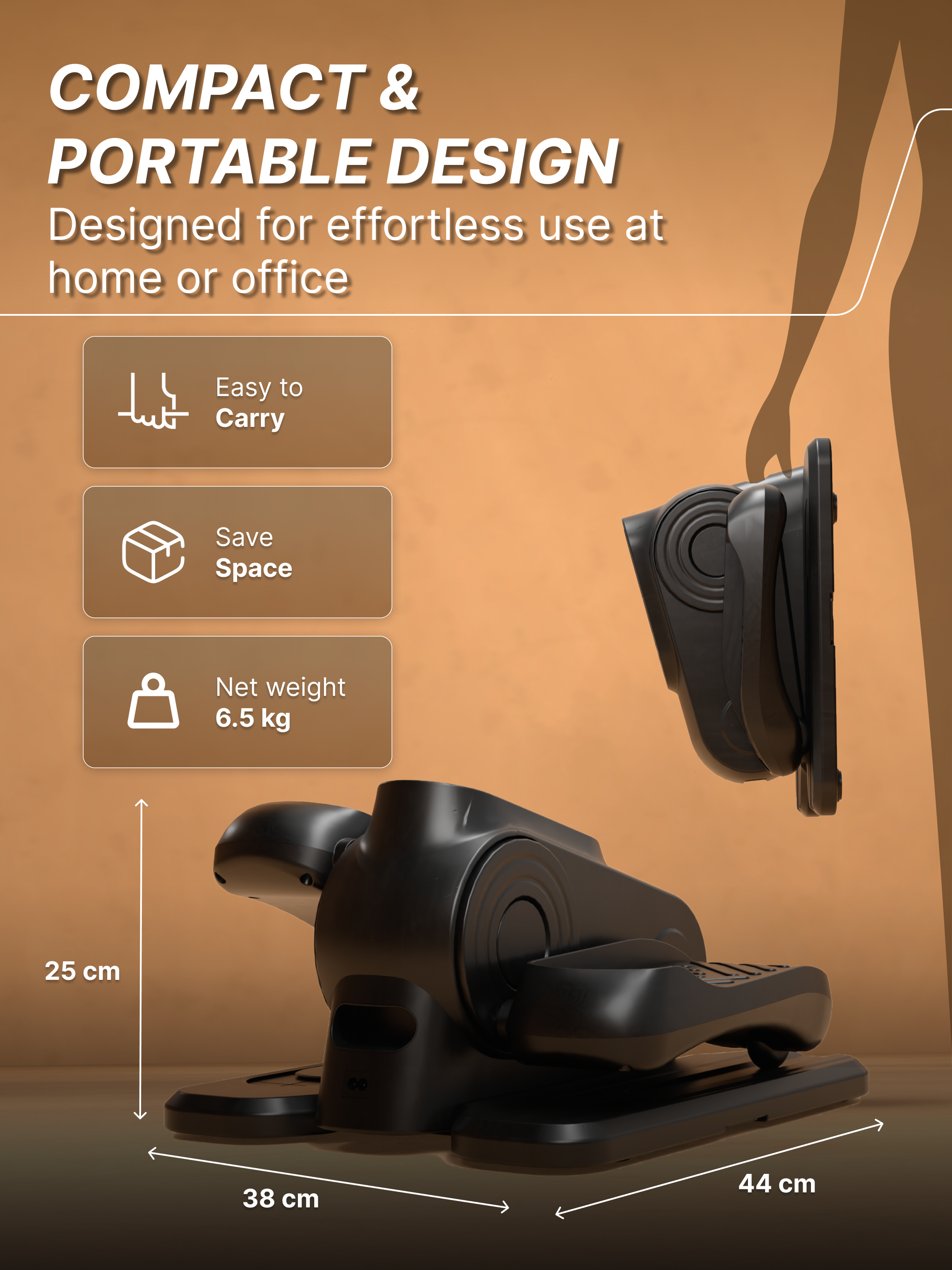 Cult Under Desk Mini Elliptical | Brushless Motor with Forward & Reverse Pedaling | 12 Adjustable Speeds & 3 workout Modes | Easy Home Workout | Suitable for Adult & Senior citizen | Joint Recovery & Improve strengthening (with 6 months extended warranty)