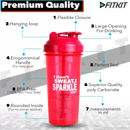 Fitkit FKSB05 Classic 700 ml Shaker (Pack of 1, Pink)