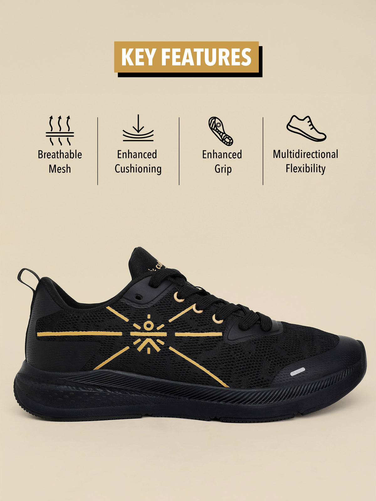 cult Flomo Men Running Shoes - Black/Gold