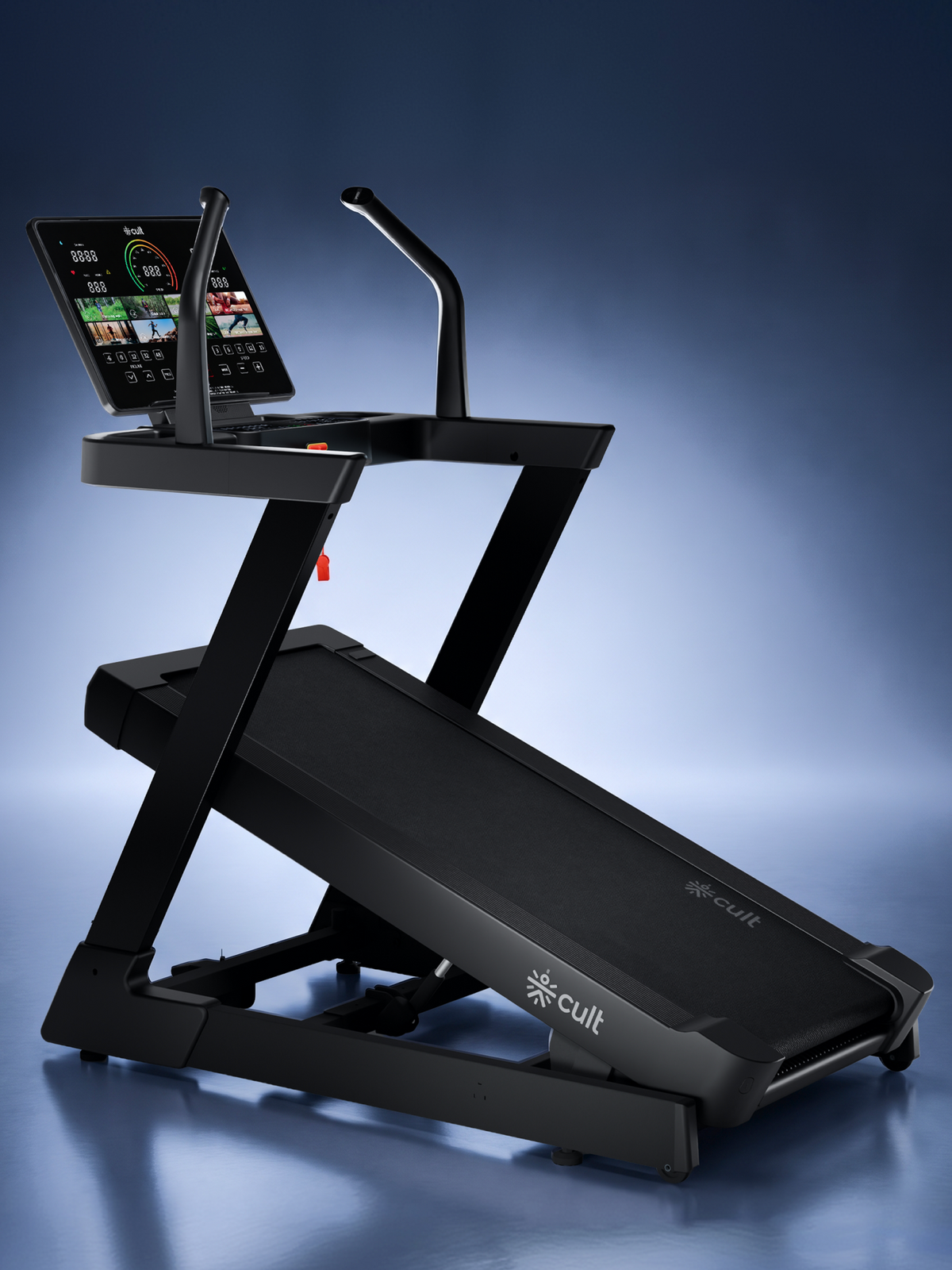 Cult Optima 8 HP DC Motorized Treadmill | 48 Levels Incline & 6 Level Decline| Max Speed - 22 km/hr | Max Weight - 150kgs | Shock Absorption for Knee Protection | LED Touchscreen | Wireless Charging | Black