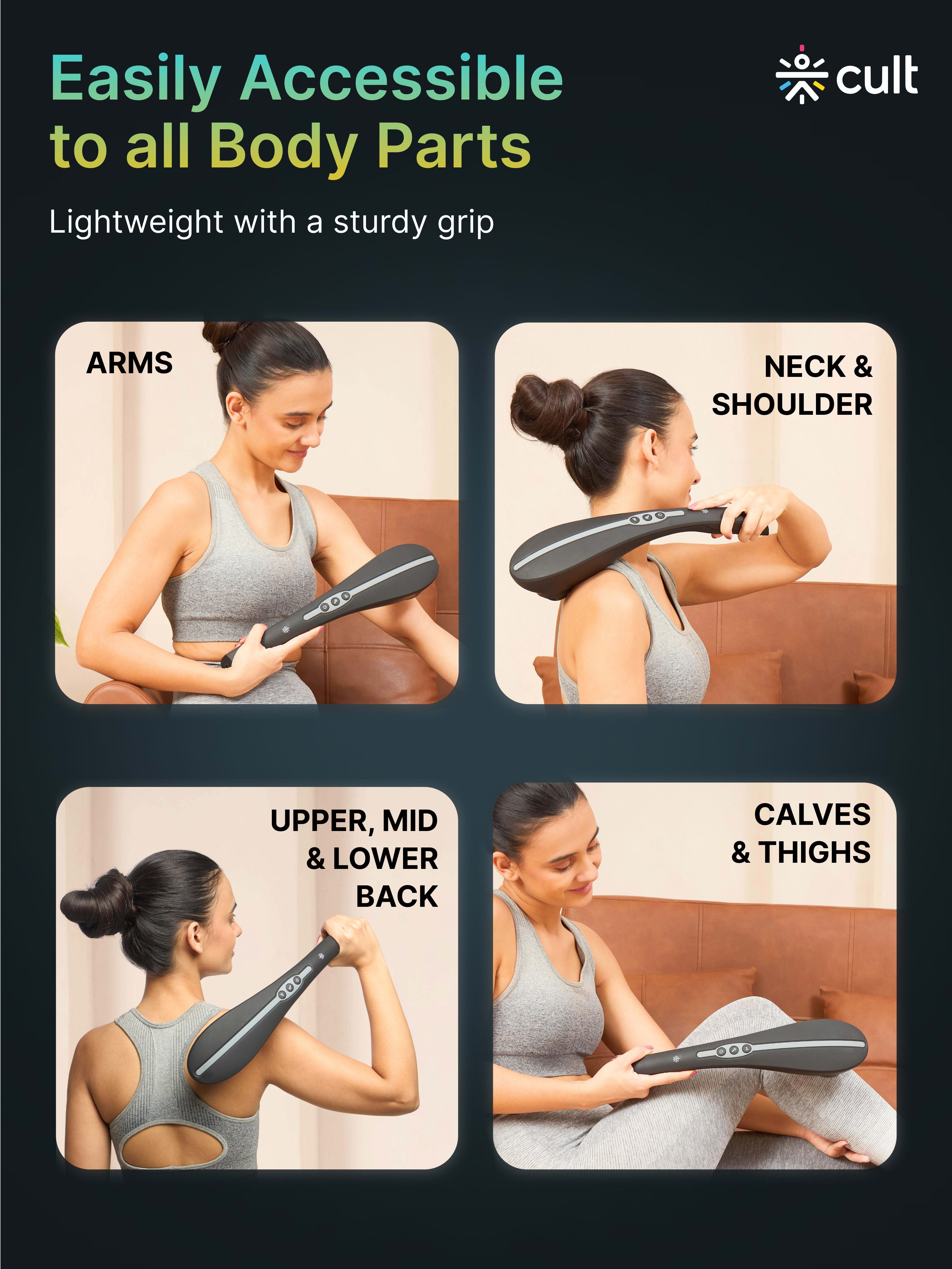 Cult Flex Pro Cordless Electric Handheld Full Body Massager with 4 Interchangeable Heads, 6 modes, and 6 Adjustable Speed Settings for Pain Relief and Relaxation