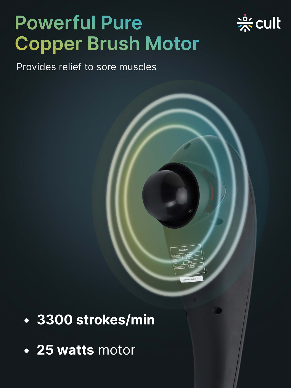 Cult Flex Pro Cordless Electric Handheld Full Body Massager with 4 Interchangeable Heads, 6 modes, and 6 Adjustable Speed Settings for Pain Relief and Relaxation