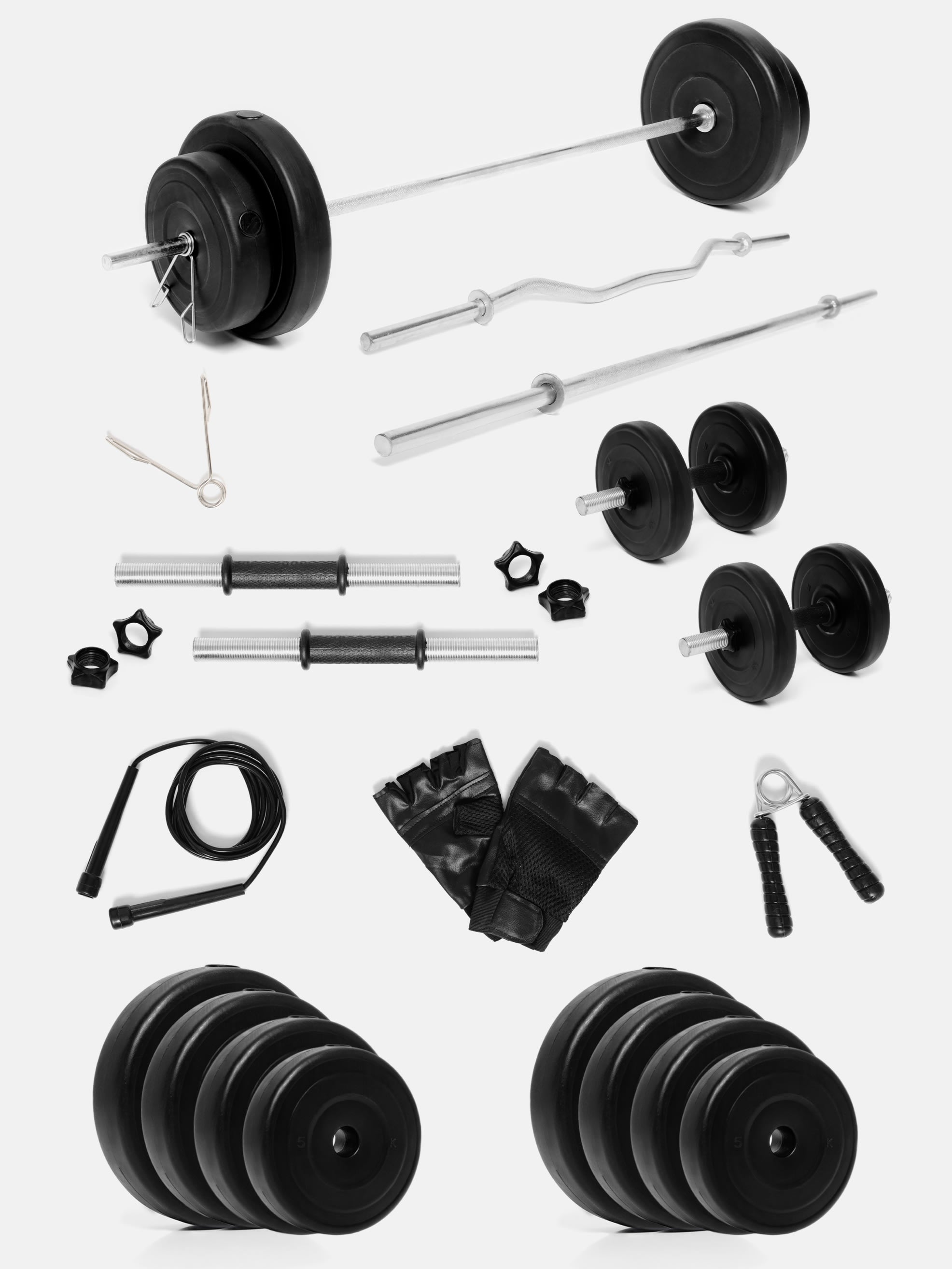50 kg PVC Curl, Straight Rod Home Gym Combo