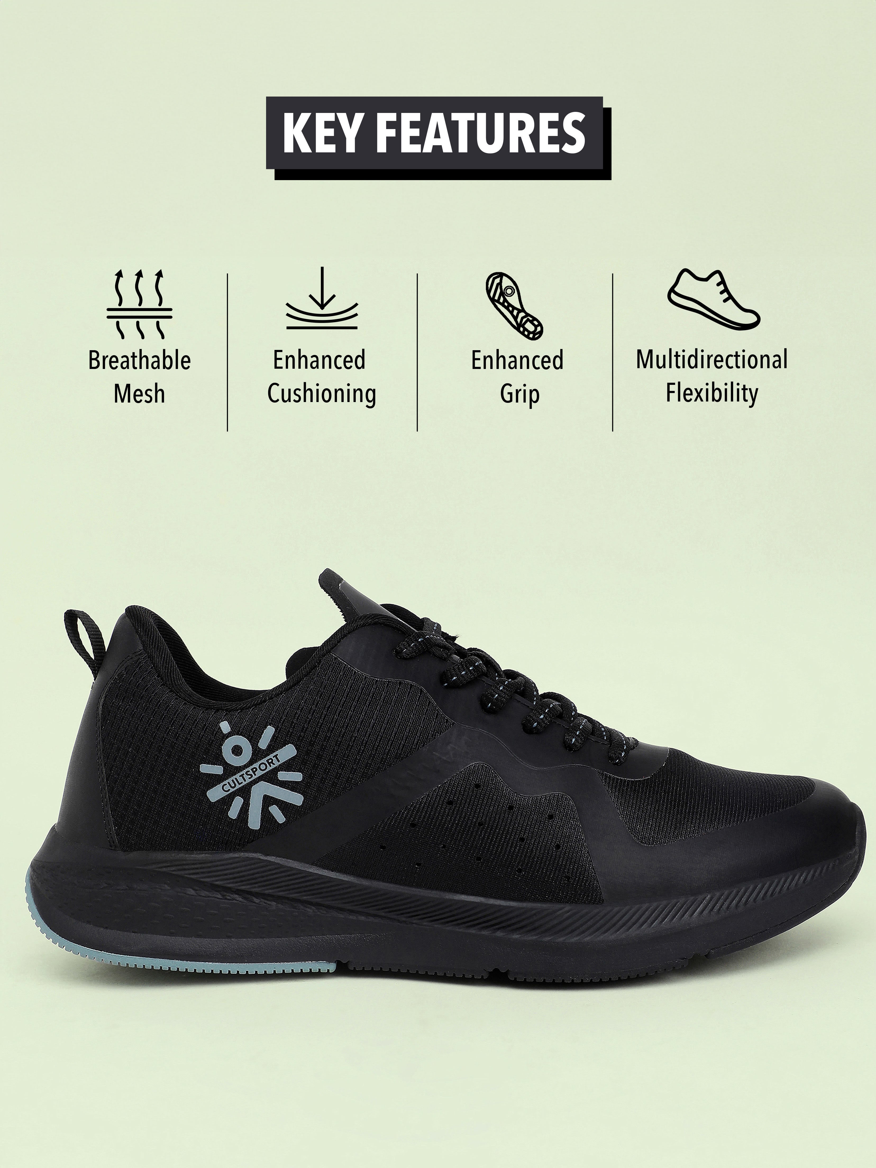 cult Speedster Men Running Shoes - Black