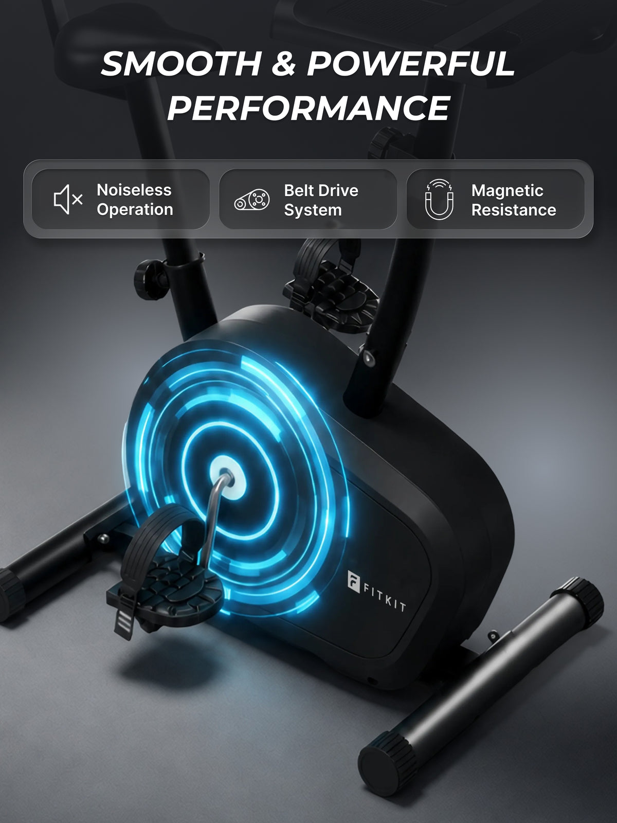 FITKIT by Cult Spindesk Upright Exercise Bike | 8-Levels Magnetic Resistance | 120 Kg Max User Weight| Adjustable Seat | LCD Display | Tablet Holder & Water Bottle Holder | Perfect for Home Workout