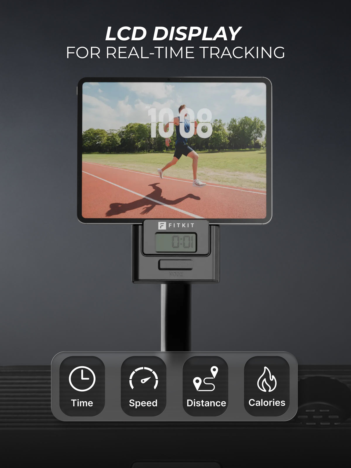 FITKIT by Cult Spindesk Upright Exercise Bike | 8-Levels Magnetic Resistance | 120 Kg Max User Weight| Adjustable Seat | LCD Display | Tablet Holder & Water Bottle Holder | Perfect for Home Workout