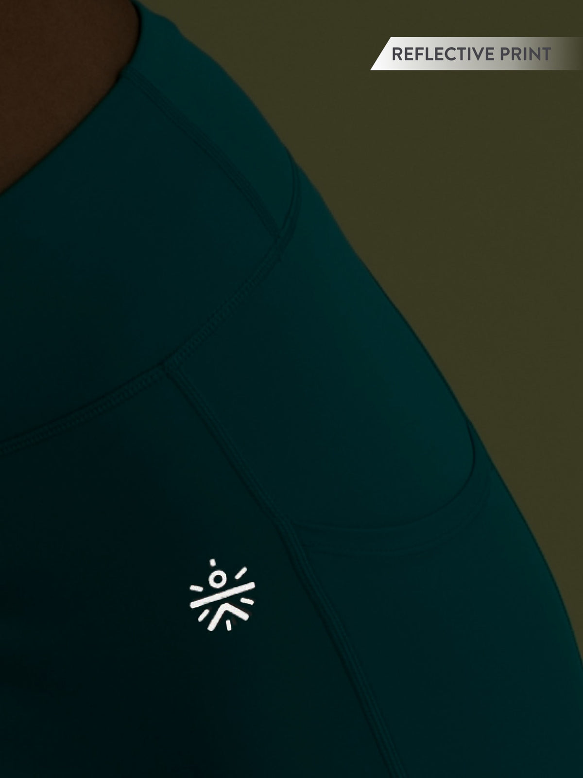 Sea Green Panelled High Waist Running Tights