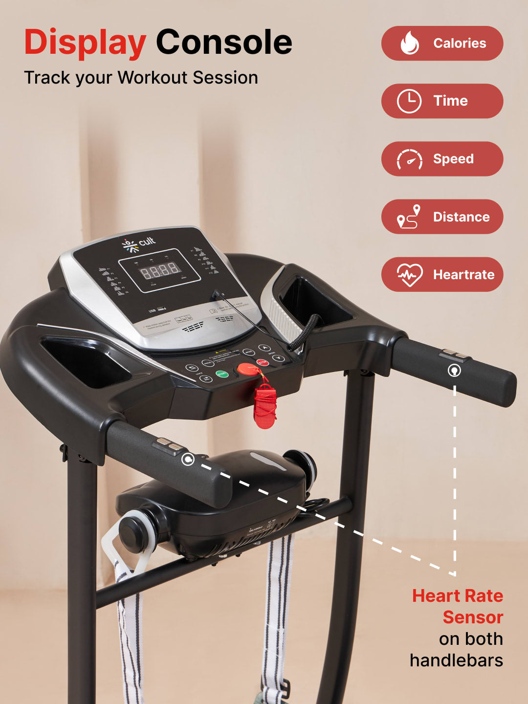 Cultrun M3.0 3HP Peak Treadmill | 3-level Manual-Incline | Max Weight-100kg | Max Speed-10 kmph (with 6 months extended warranty)