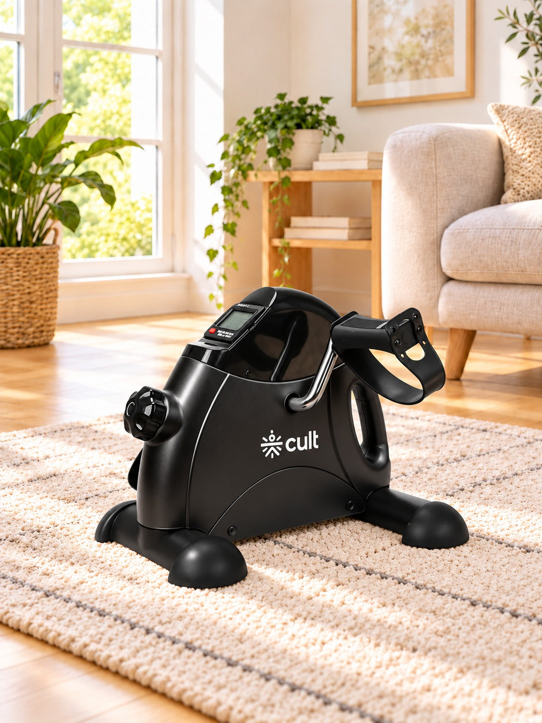 Cult PedalEase Manual Mini Elliptical | 120 Kg Max User Weight | LCD Display | Adjustable Resistance for Home Workout | Suitable for Adult & Senior citizen | Joint Recovery & Improve strengthening | Comes with a Safety Belt & Mat