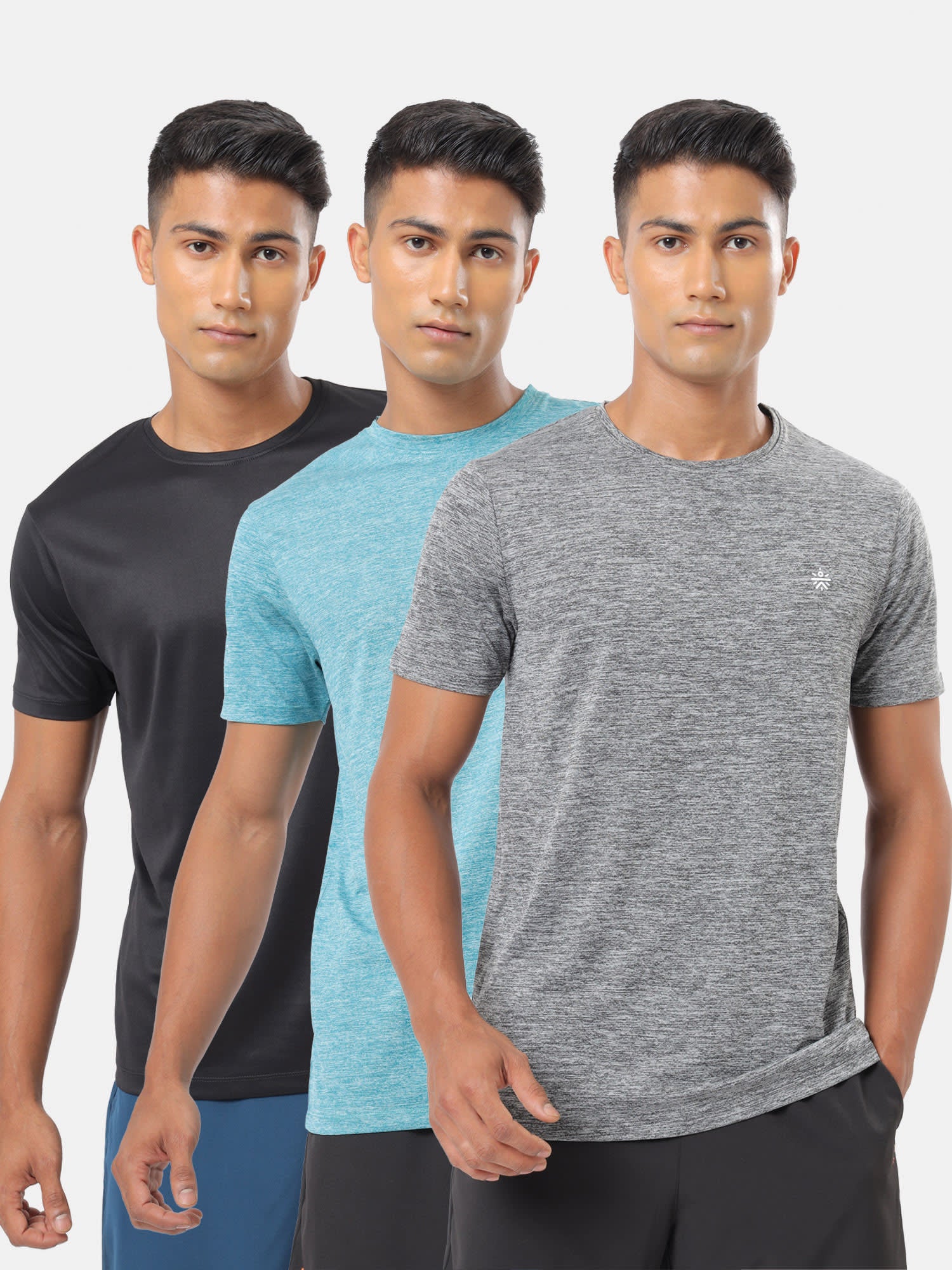 Textured Performance T-shirt with Logo Pack of 3