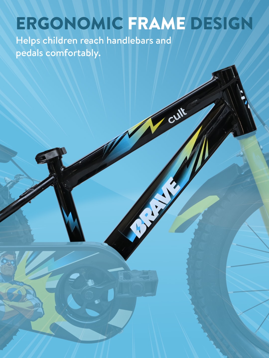 Brave 16T Black Steel Kids Bike with Single Wall Rim, Rigid Fork and Free Trainer Sessions and Cycling Event