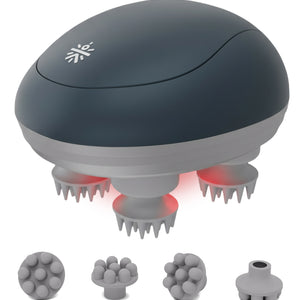 Cult Aura Head Massager with Red Light Therapy | Silicone Heads with 4 Extra Attachments for Stress Relief & Relaxation