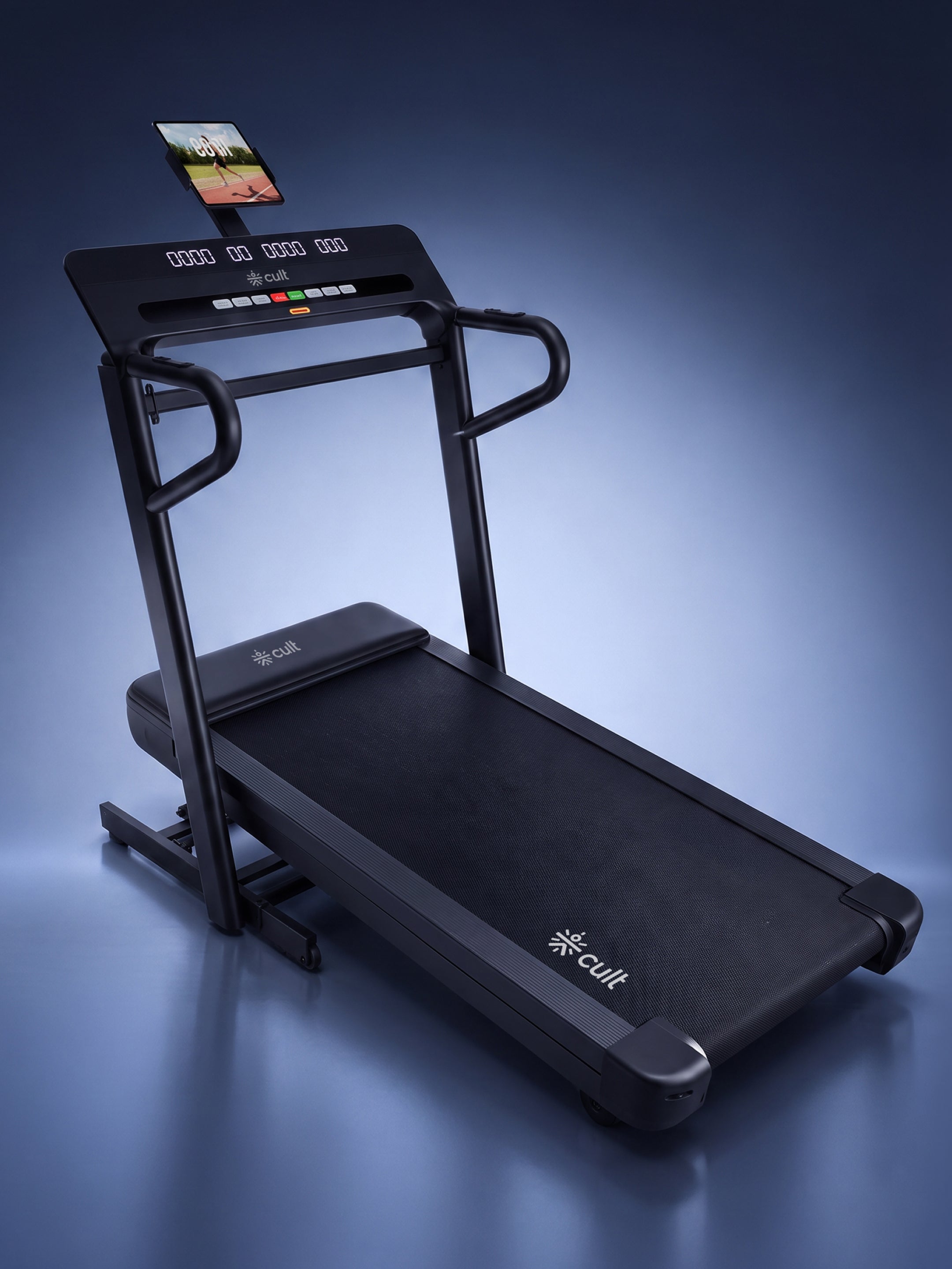 Cult Aptum 7 HP BLDC Motorized Treadmill | 10 Levels Incline & 3 Level Decline | Max Speed - 20 km/hr | Max Weight – 140 kgs | Shock Absorbers for Knee Protection | One-Button Power Folding (Black)