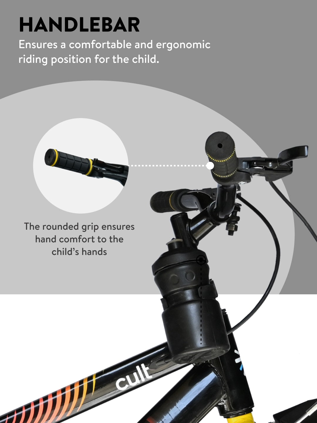 Power 20T Black Steel Kids Bike with Single Wall Rim, Rigid Fork and Free Trainer Sessions and Cycling Event