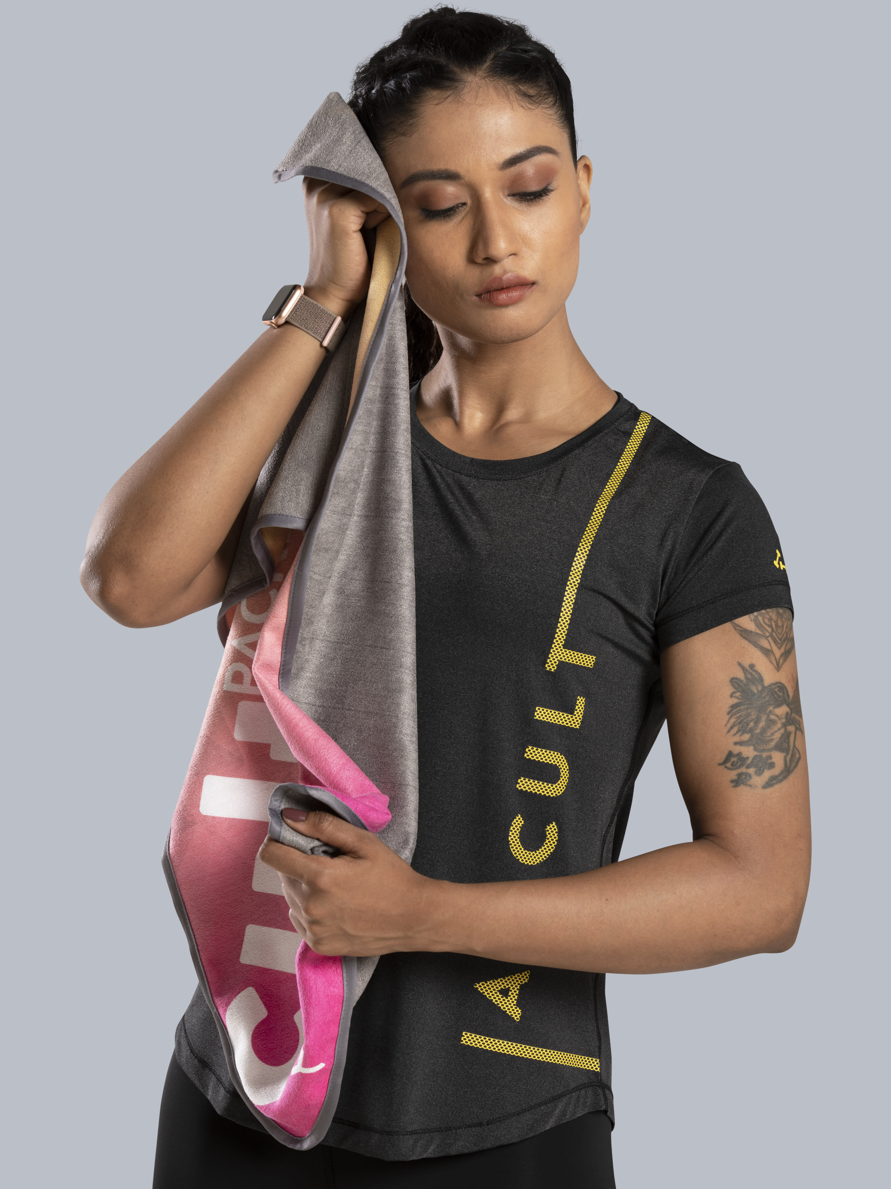Packed With Guts Pink-yellow Gym Towel