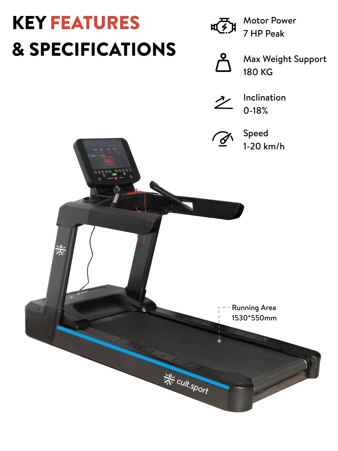 OptiRun Titan XZ8001S Treadmill | 7 HP Peak AC Motor | Max Weight-180kg | Max Speed-20kmph (with 6 months extended warranty)