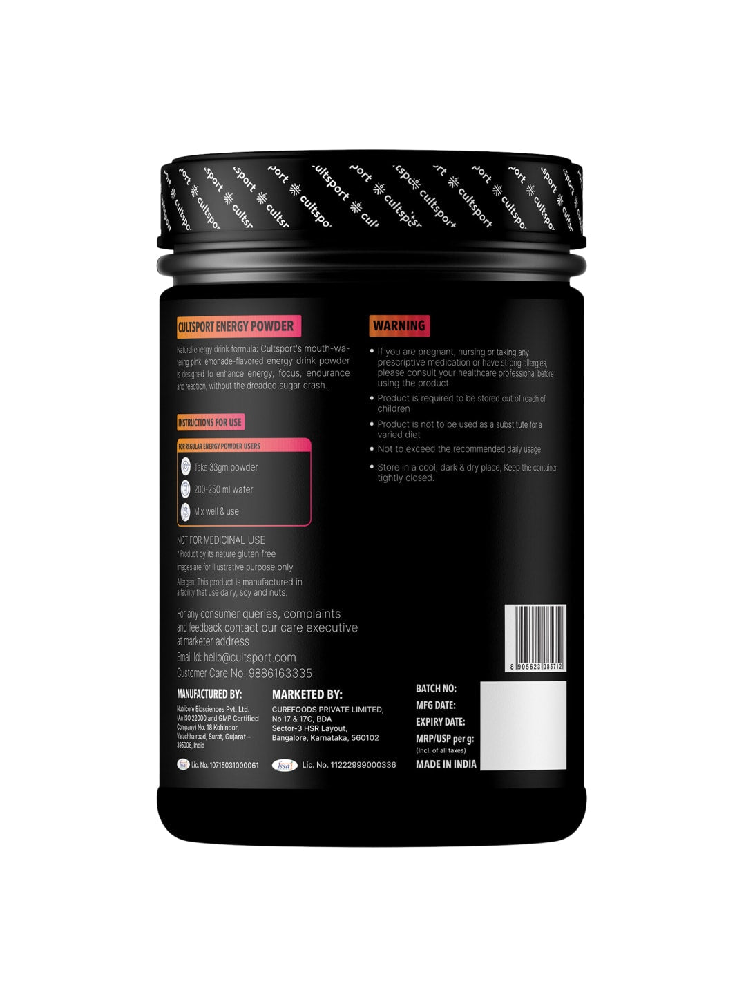 Energy + Powder 1Kg | 1000 mg Electrolytes, 250 mg Taurine, 250 mg BCAA | Instant Hydration, restore electrolytes with 0 cholesterol | Pink Lemonade Flavour