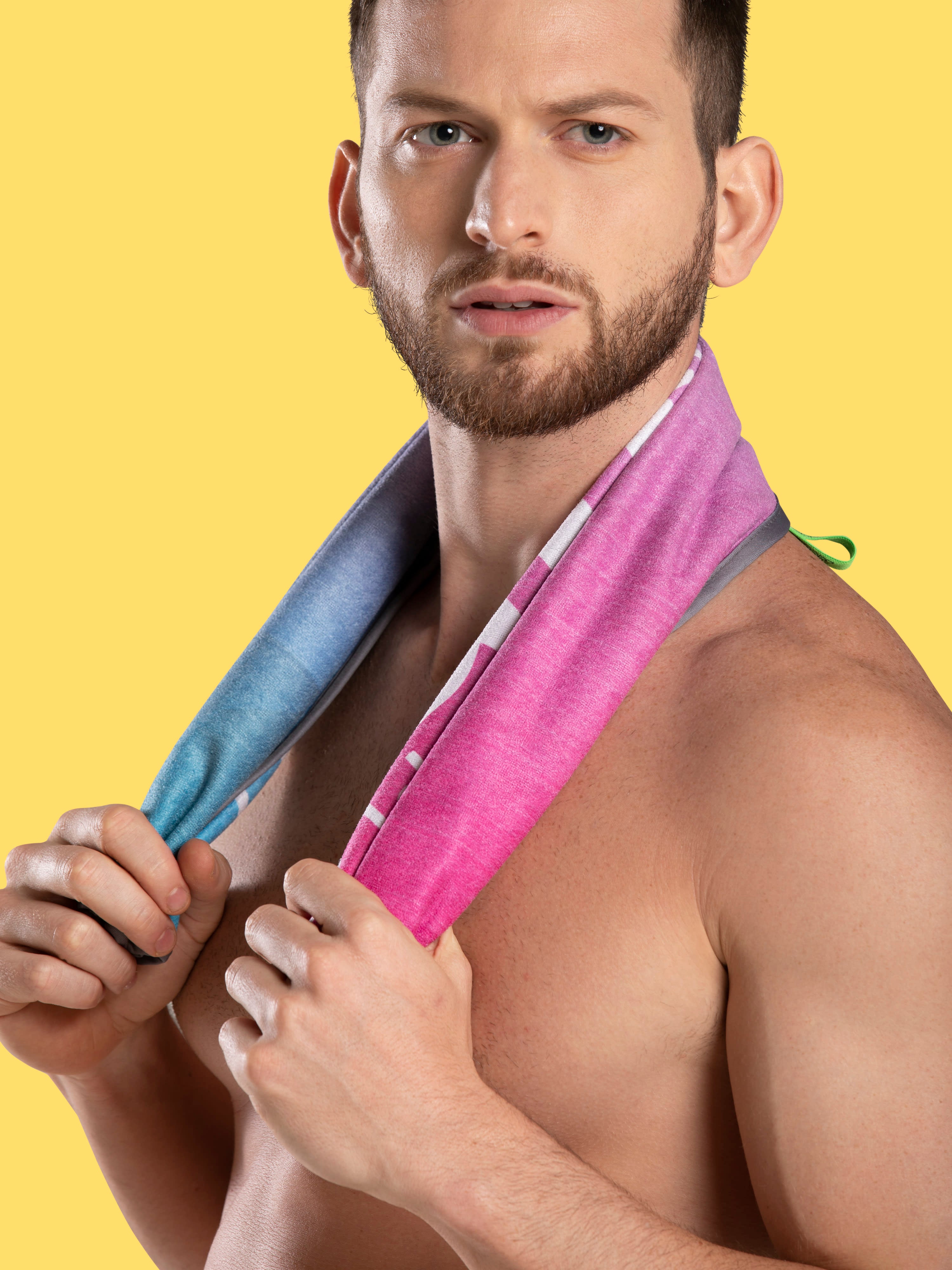 Packed With Guts Pink-blue Gym Towel