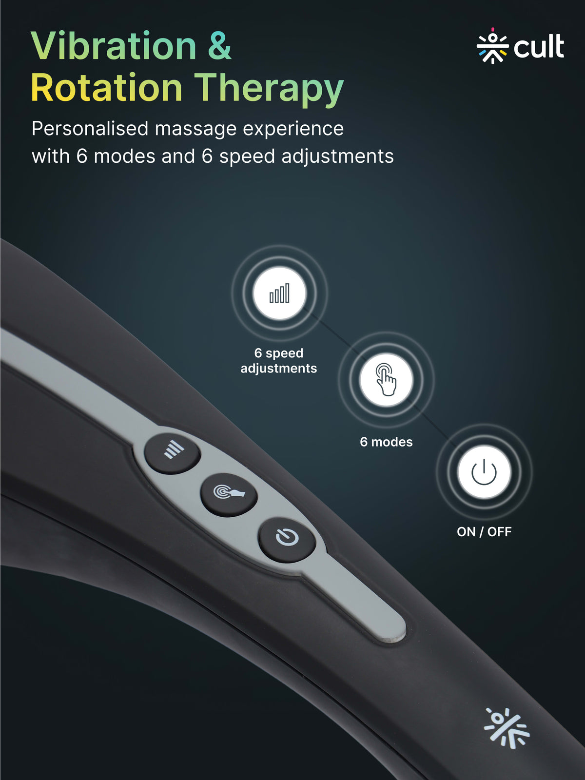 Cult Flex Pro Cordless Electric Handheld Full Body Massager with 4 Interchangeable Heads, 6 modes, and 6 Adjustable Speed Settings for Pain Relief and Relaxation