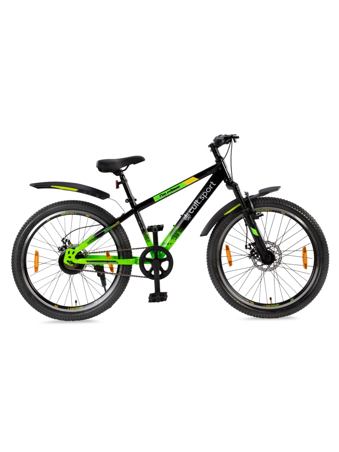 Dauntless24TGreen Steel Single Speed 24 inch Mountain Cycle, Front Suspension, Double Wall Rim and Dual Disc Brake