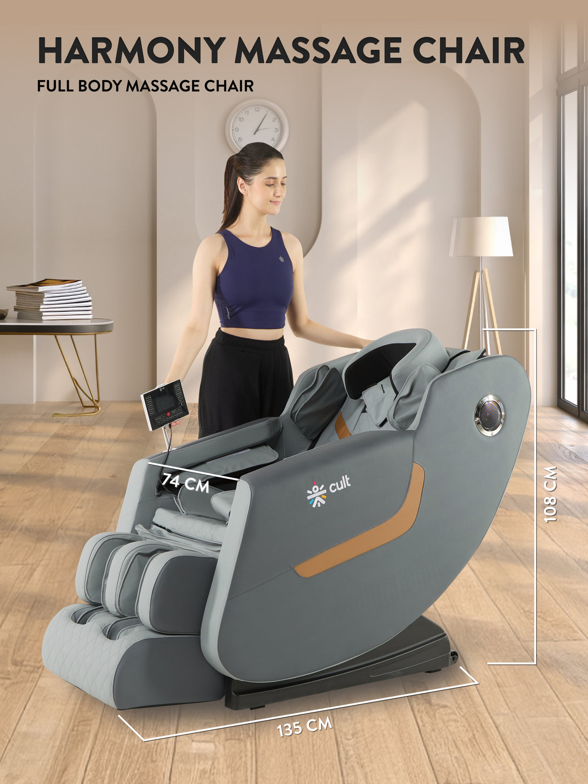 Cult Harmony Massage Chair with Fixed Point Massage Technique and Bluetooth AI Voice Function for Full Body Massage At Home