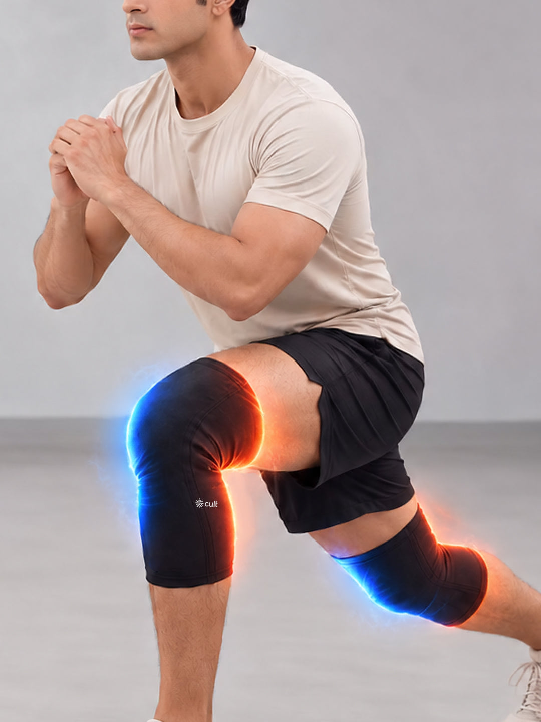 CULT Gel Knee Cap for Gym Running and Sports Compression Knee Support Brace for Workout Fitness Joint Support and Active Recovery Black L-XL Pack of 2