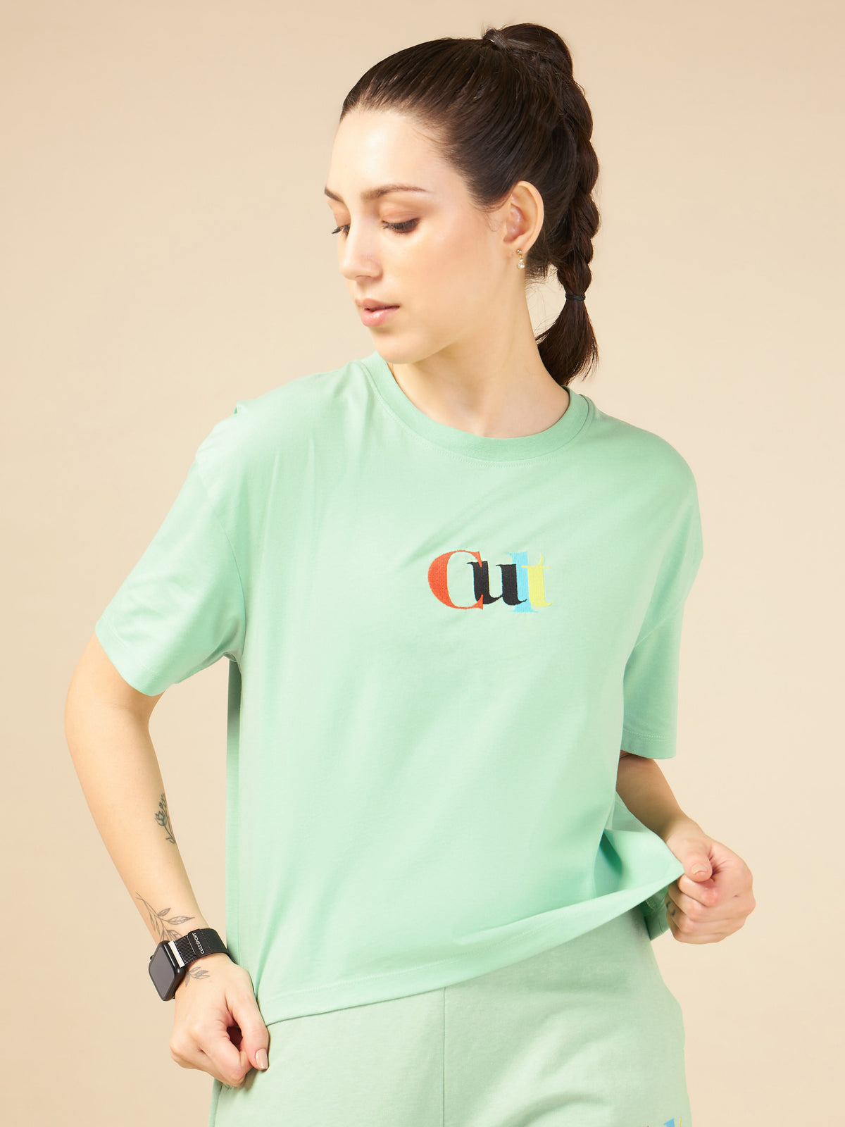 Women Green Cult club T-shirt