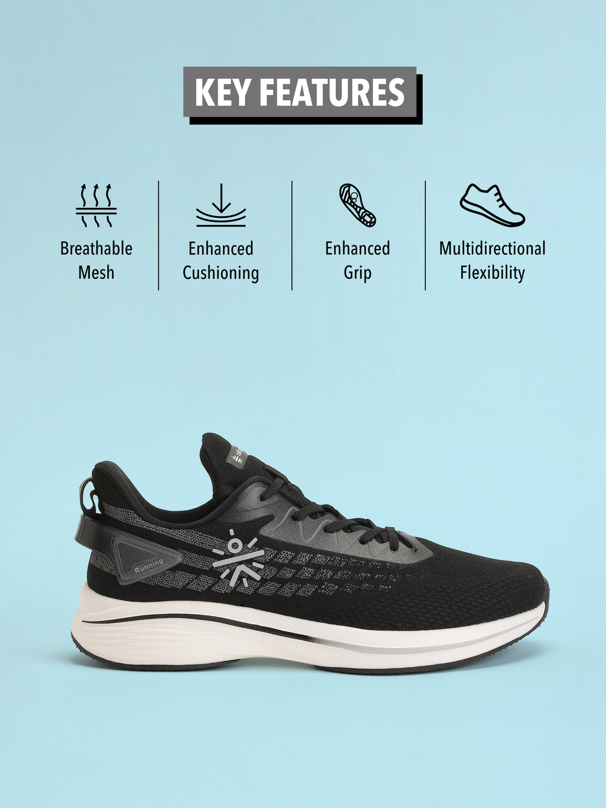 cult Active Men Running Shoes - Black