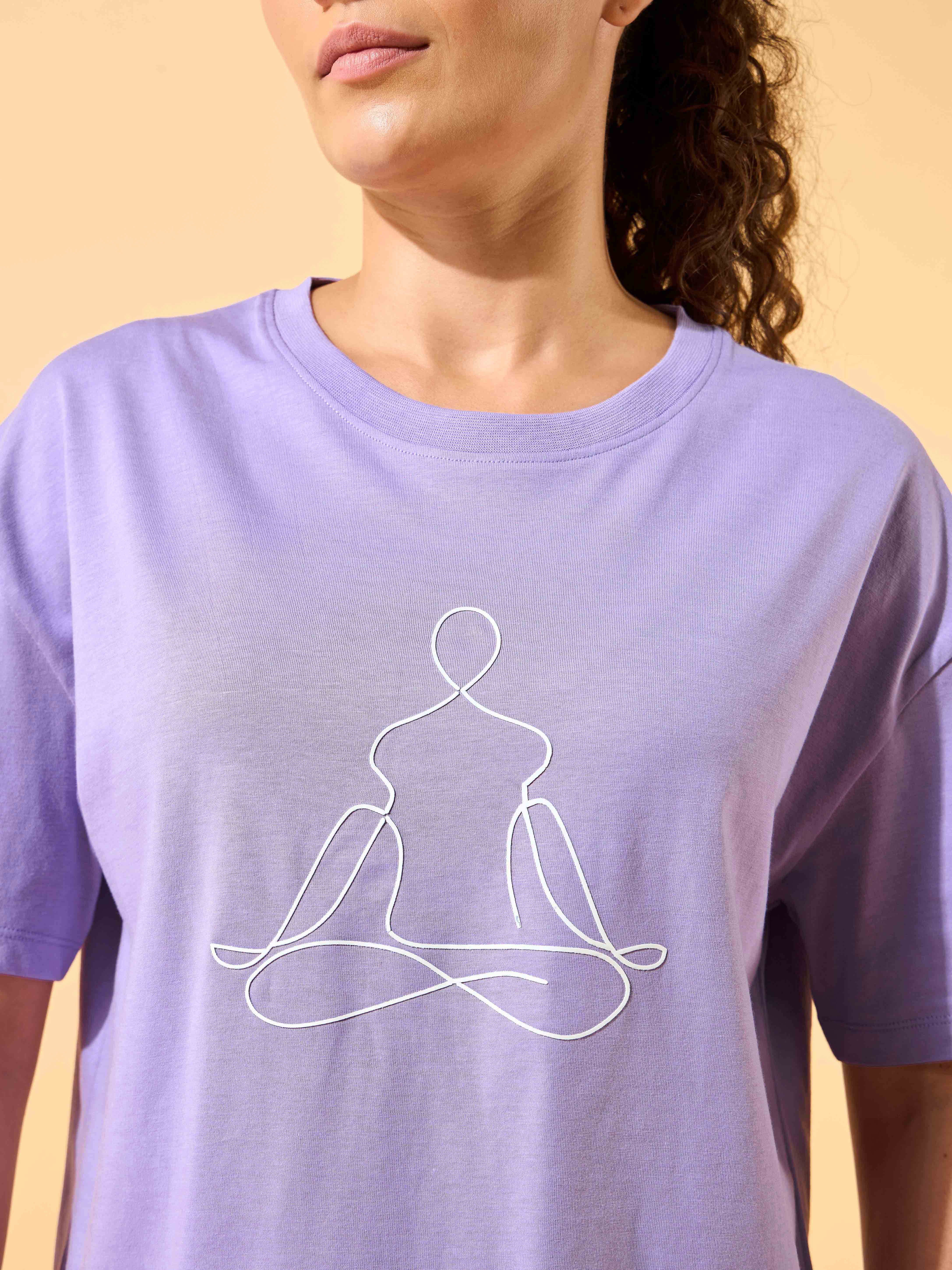 Yoga Caricature Print Cropped T-shirt