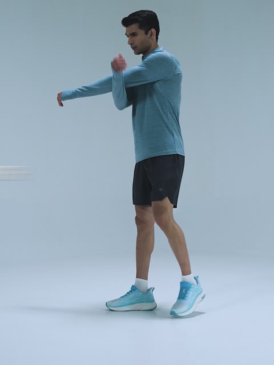 cult Men’s Flexride Running Shoes with Durable Rubber Outsole & Cushioning for Runs up to 20 km - Ice Blue/White