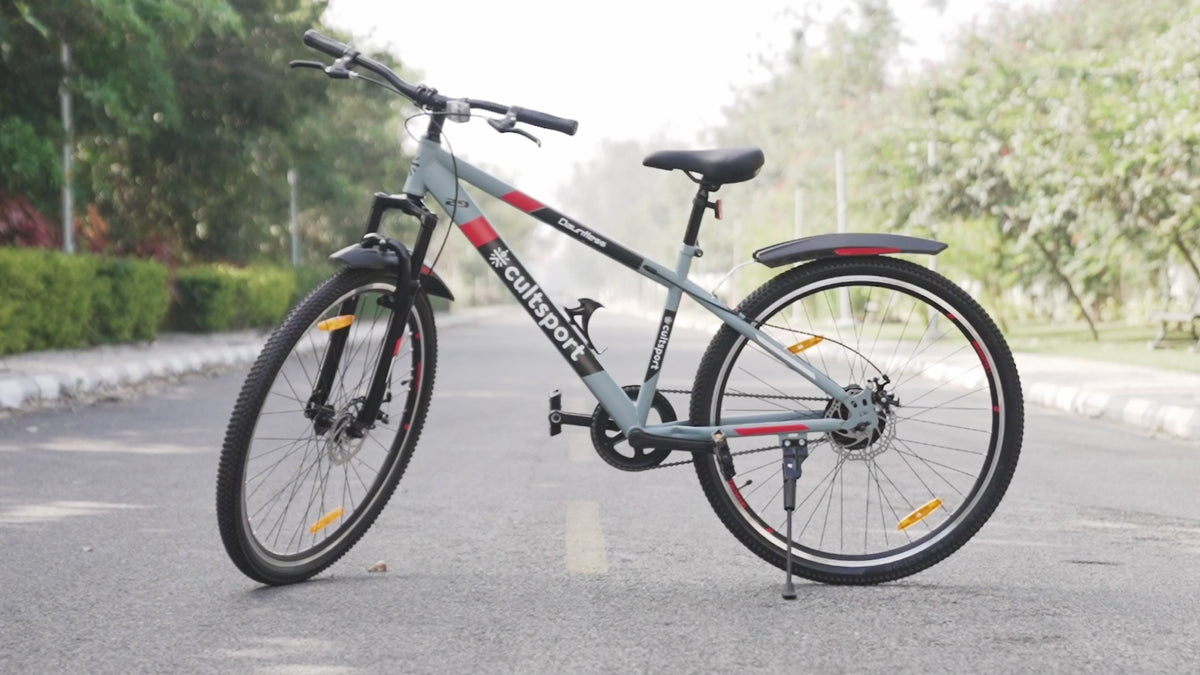 Dauntless29Grey Steel Single Speed 27.5 inch Mountain Cycle, Front Suspension, Double Wall Rim, Free Trainer Sessions, Cycling Event