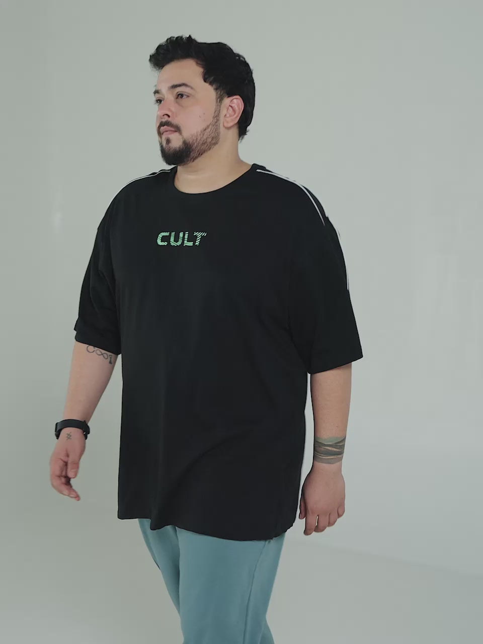 Men's Black Cult Brand Carrier Plus size Oversized Fit T-shirt