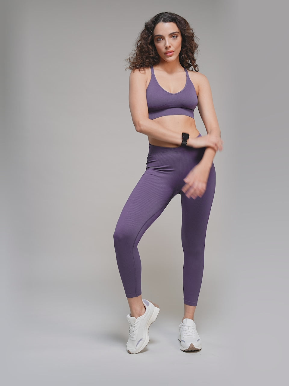 Women's Purple Cross Fit Seamless Tights