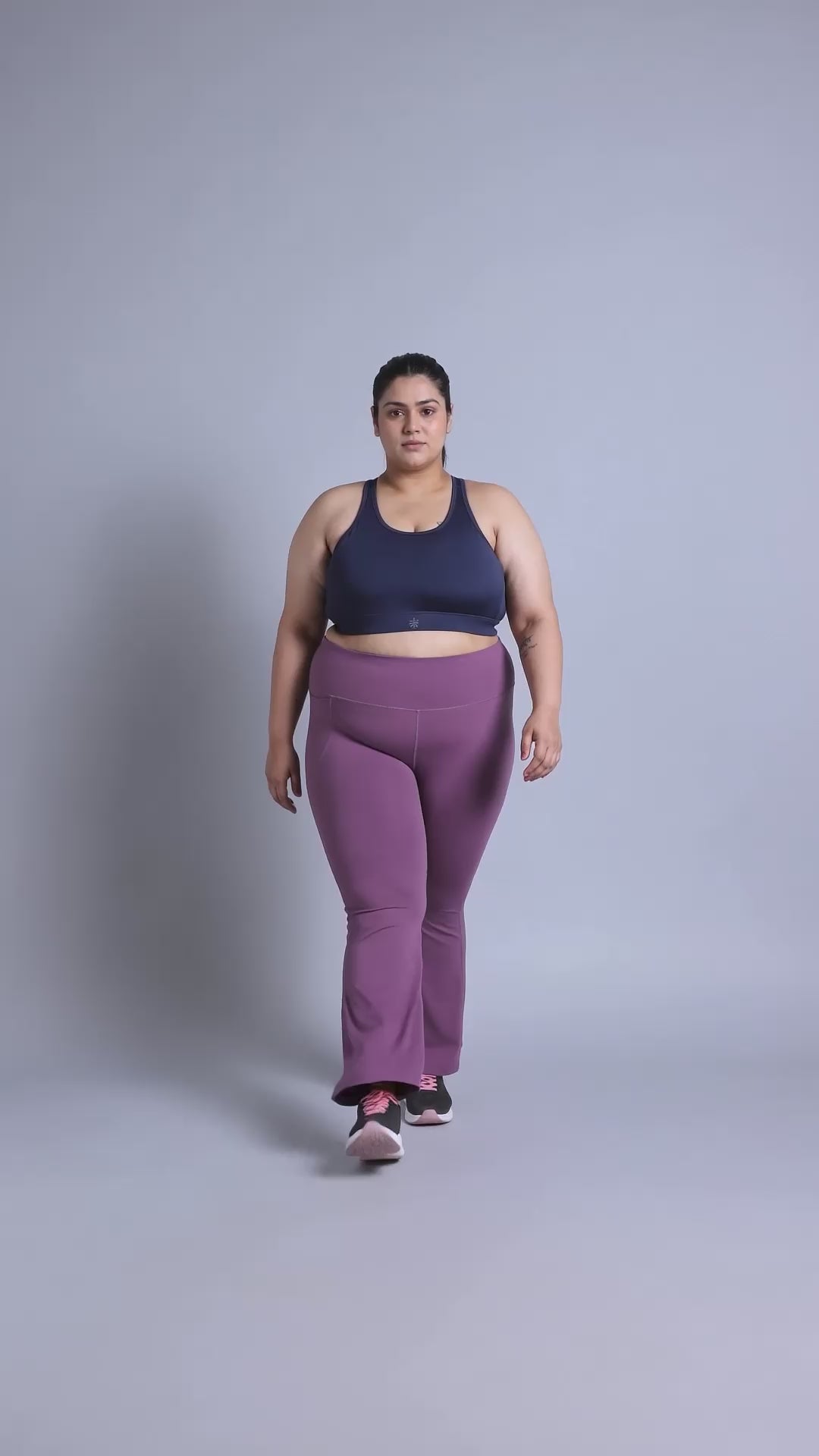 Women's Blue Racer Back Hook Running High Support Plus Size Sports Bra