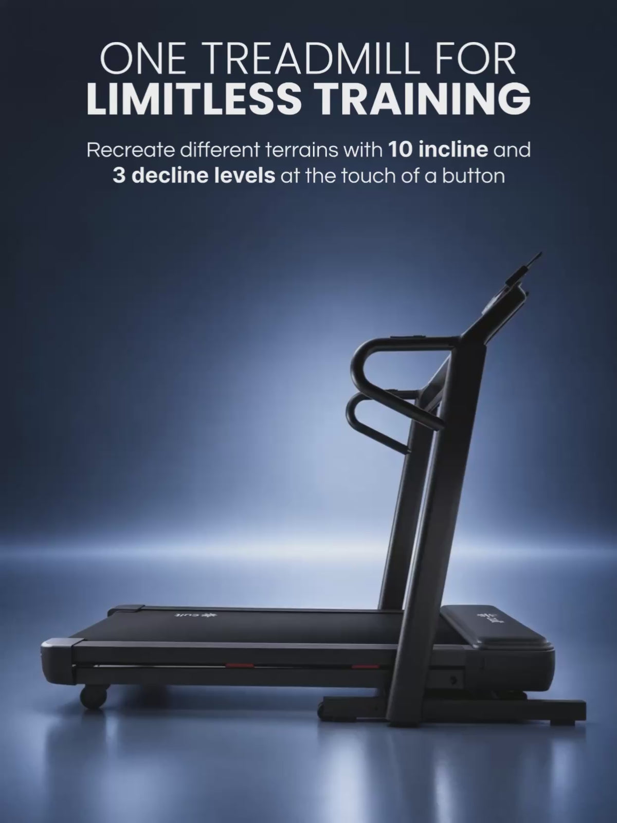 Cult Aptum 7 HP BLDC Motorized Treadmill | 10 Levels Incline & 3 Level Decline | Max Speed - 20 km/hr | Max Weight – 140 kgs | Shock Absorbers for Knee Protection | One-Button Power Folding (Black)