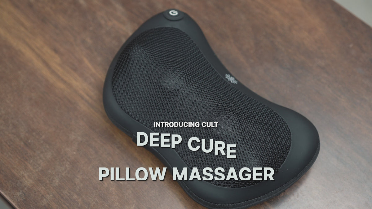 Cult Deep Cure Pillow Massager with soothing heat, Shiatsu 3D Kneading rollers for neck, back, Pain Relief, Corded Electric Massager