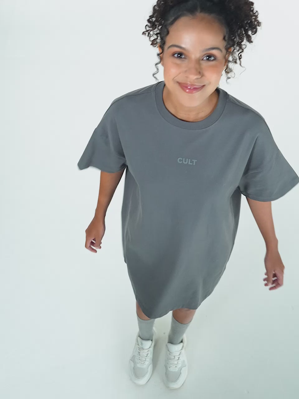 Women's Black Soft Form Oversized T-shirt Dress
