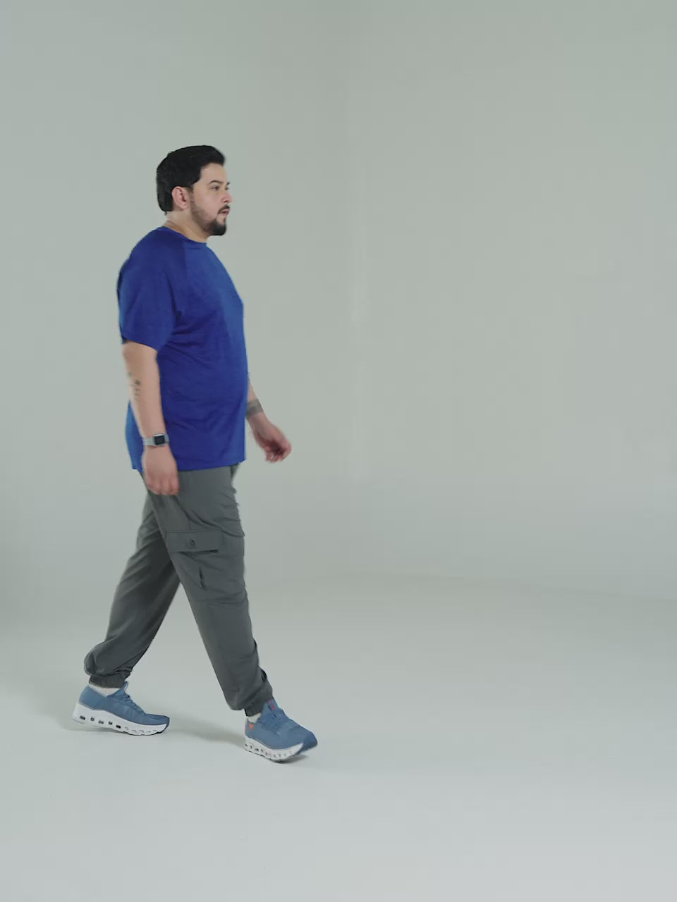 Men's Blue Textured Performance Plus Size T-shirt