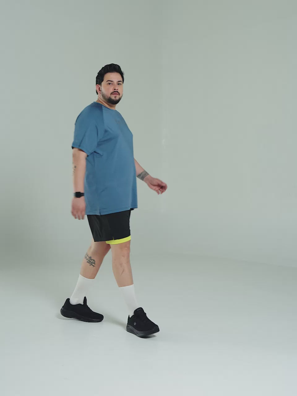 Men's Black Running Plus Size In-Built Shorts