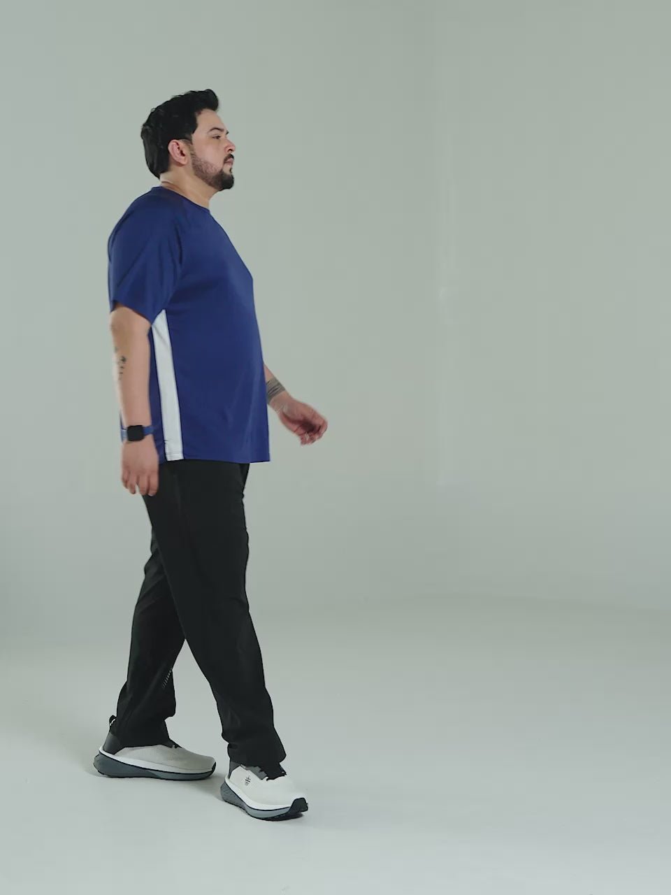 Men's Purple Panelled Performance Plus Size T-shirt