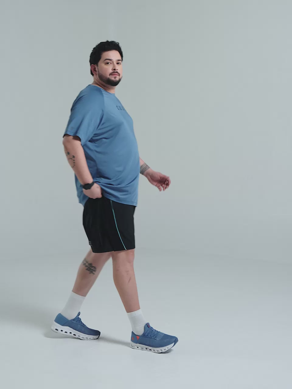 Men's Blue Plus Size Pro Run Athlete T-shirt