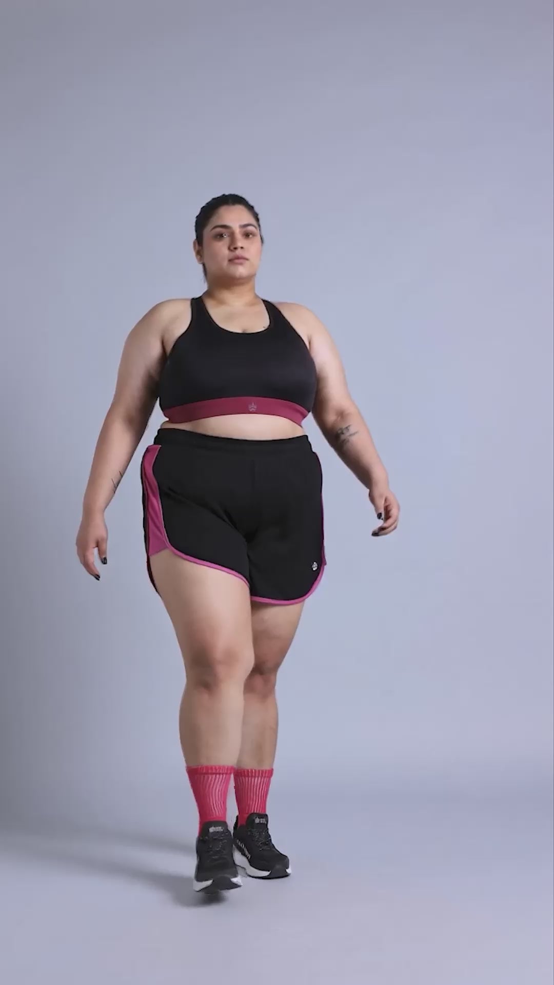 Women's Black Power Active Plus Size Shorts