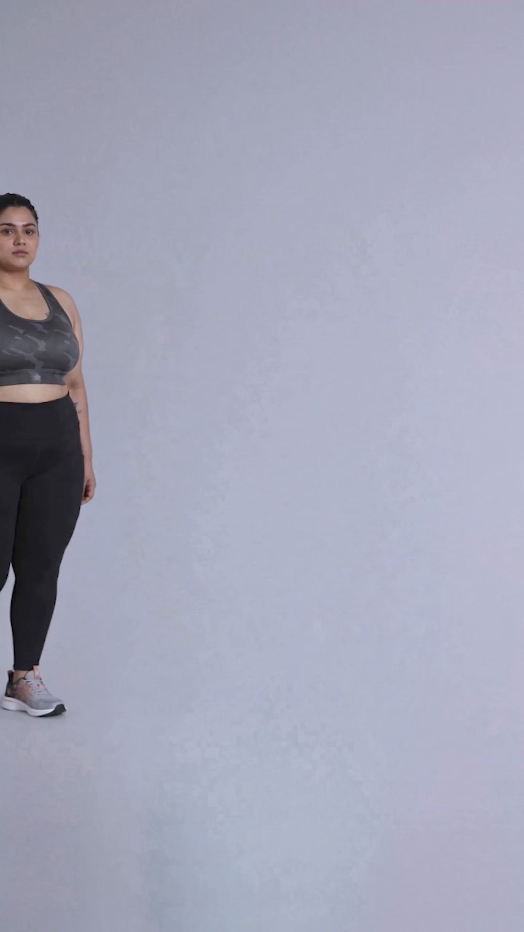 Women's Dark Grey Urban Camo Running High Support Plus Size Bra