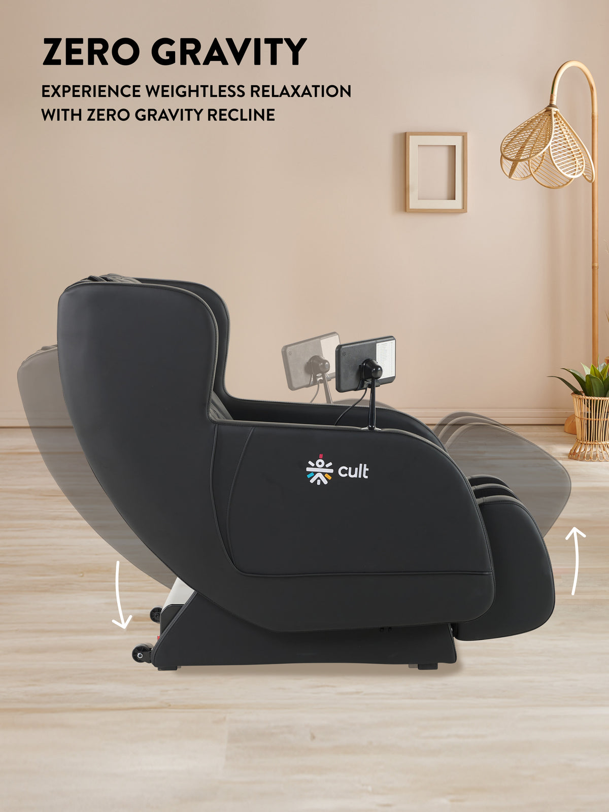 Cult BlissBlack Massage Chair with Fixed Point Massage Technique and Bluetooth AI Voice Function for Full Body Massage At Home