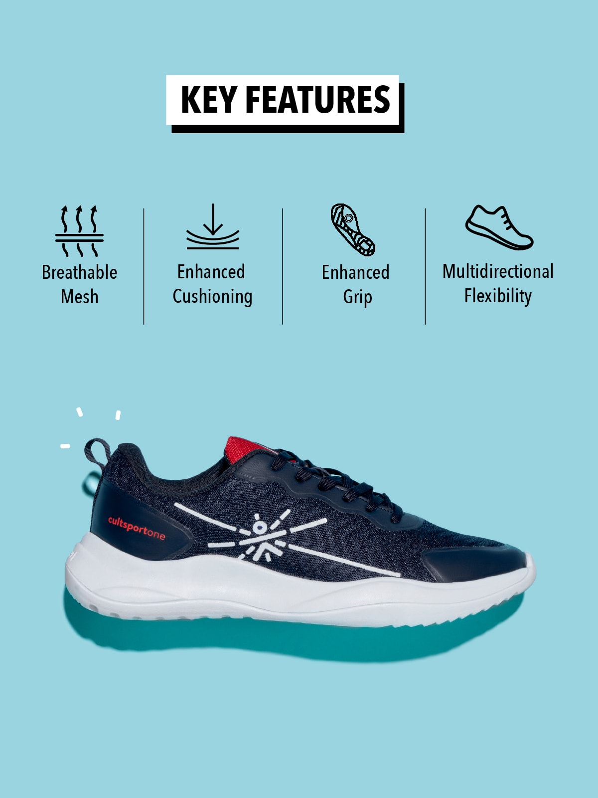 cult Lope Men Running Shoes - Navy Blue/Red