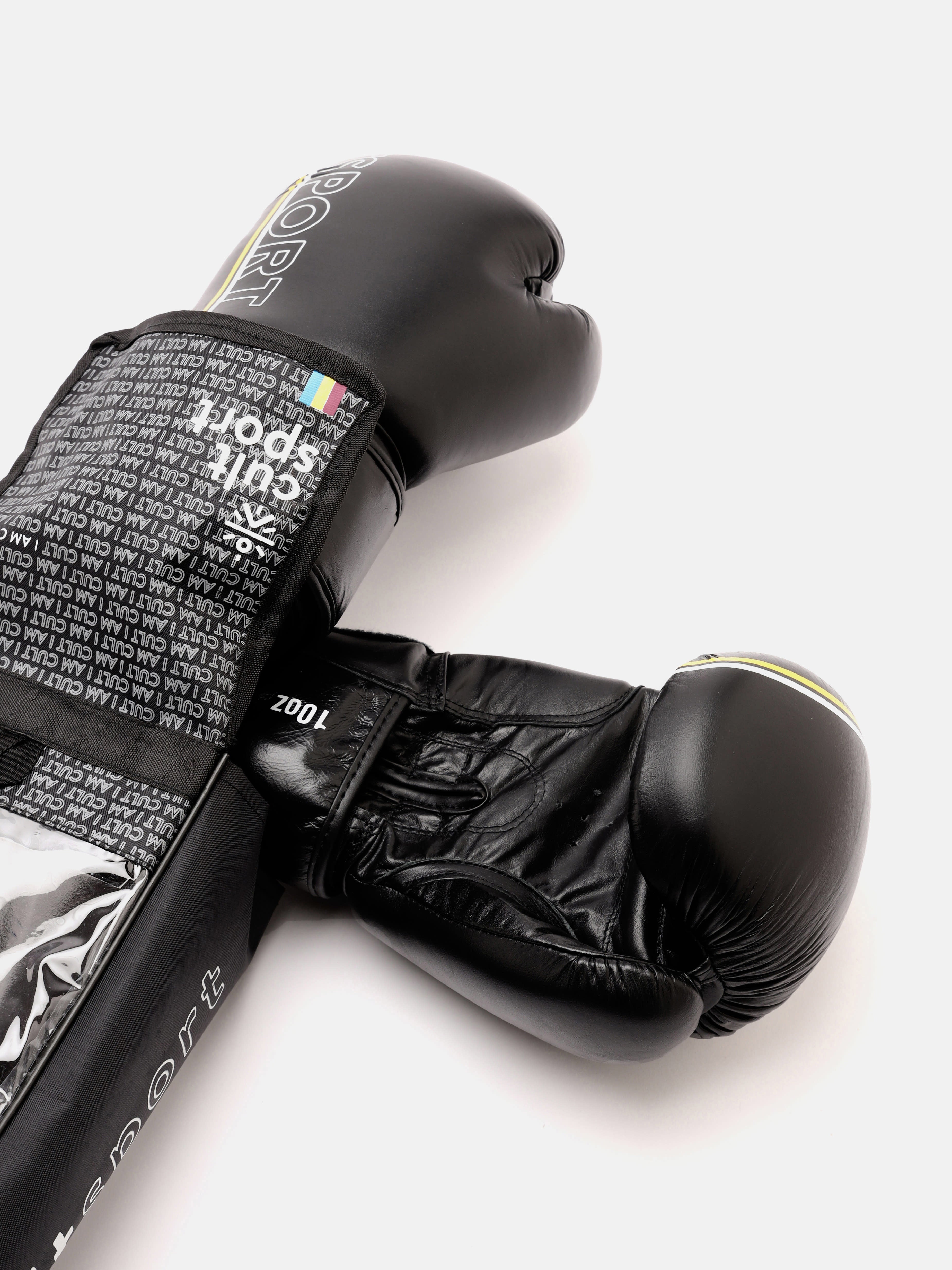 cult Premium Leather Boxing Gloves for Men & Women Foam Padding Thickness 35 mm Punching Bag Gloves for Boxing, Training, Kickboxing, Muay Thai, MMA Boxing Gloves Black & Yellow