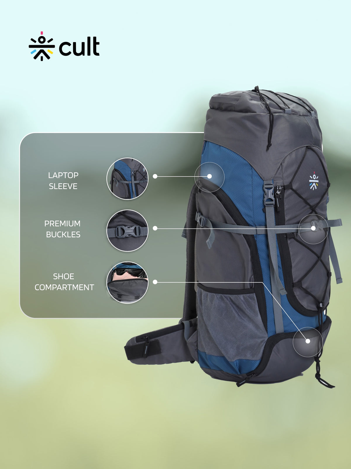 Travel Rucksack 65 L Grey Blue