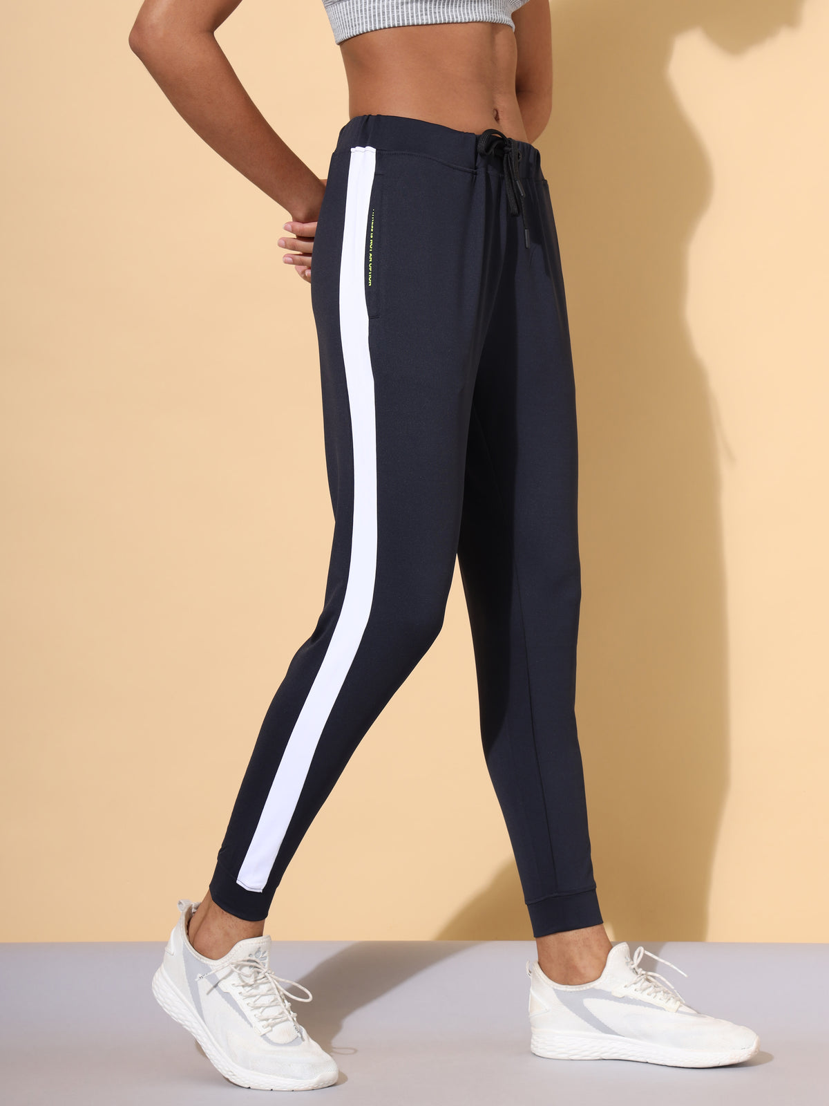 Women Blue Vitals Solid Running Joggers
